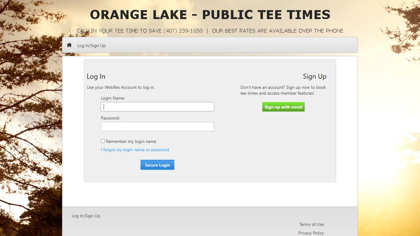 Orange Lake Resort - Log In